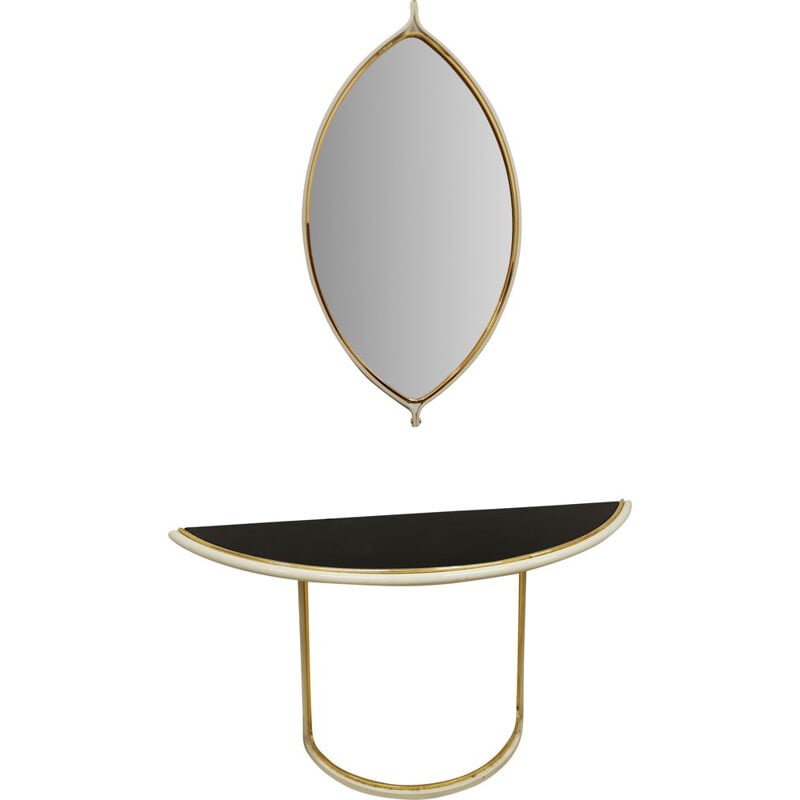 Vintage console with mirror by Tommaso Barbi, Italy 1970