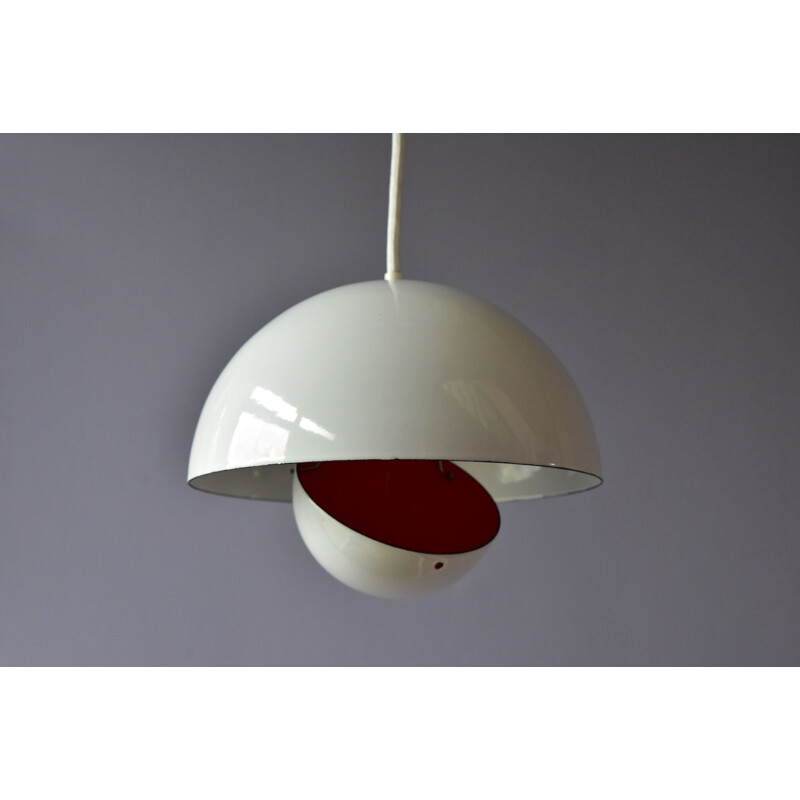 Vintage Verner Panton enamel Flowerpot Pendant Lamp by Louis Poulsen Denmark 1968s