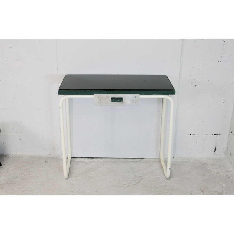 Vintage tubular steel console and black glass top 1950s