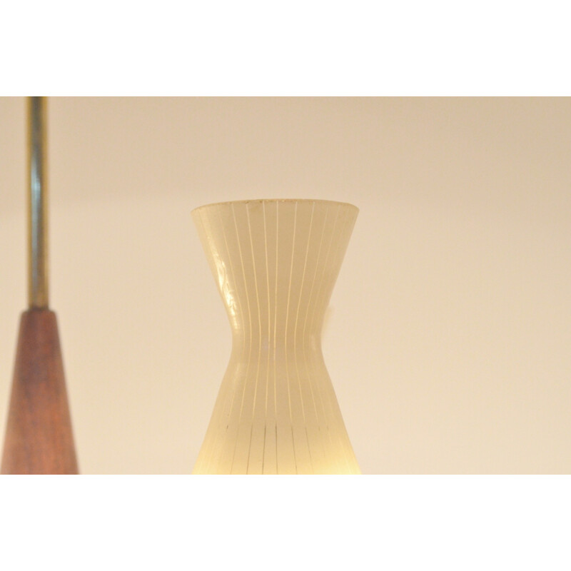 Fog & Morup hanging lamp in glass, brass and teak - 1950s