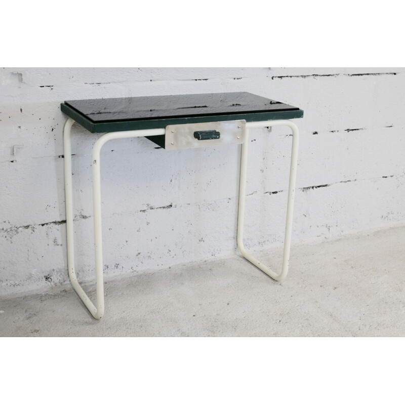 Vintage tubular steel console and black glass top 1950s