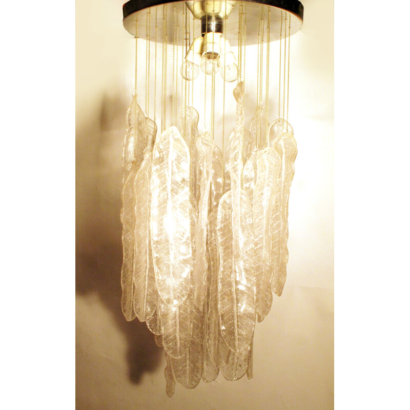 Italian Murano glass "feather" chandelier - 1970s