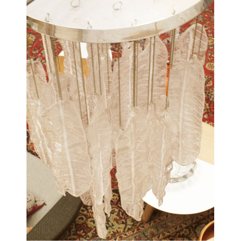 Italian Murano glass "feather" chandelier - 1970s