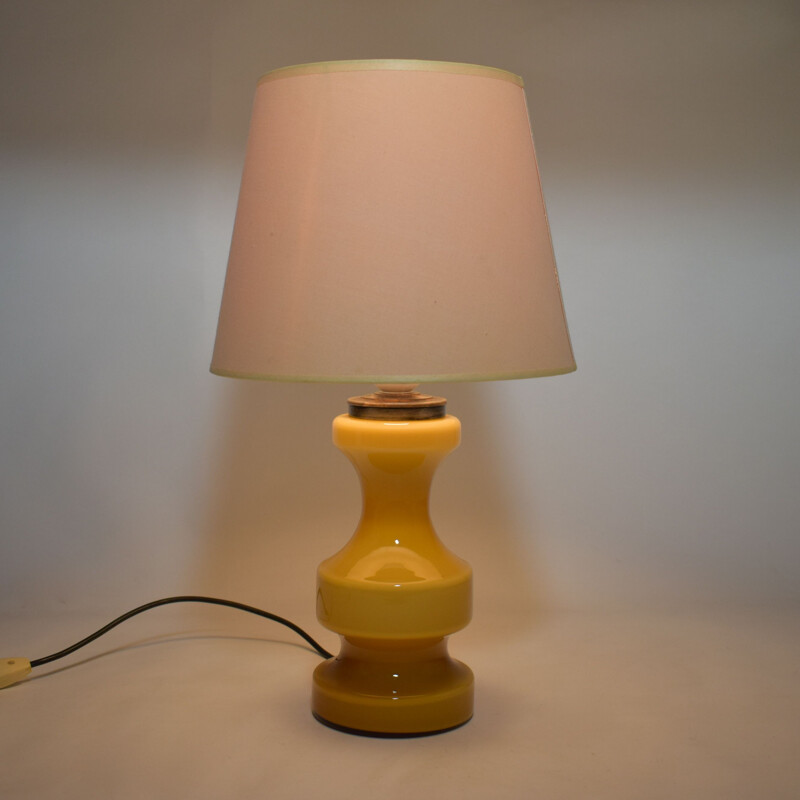 Vintage yellow opaline glass lamp