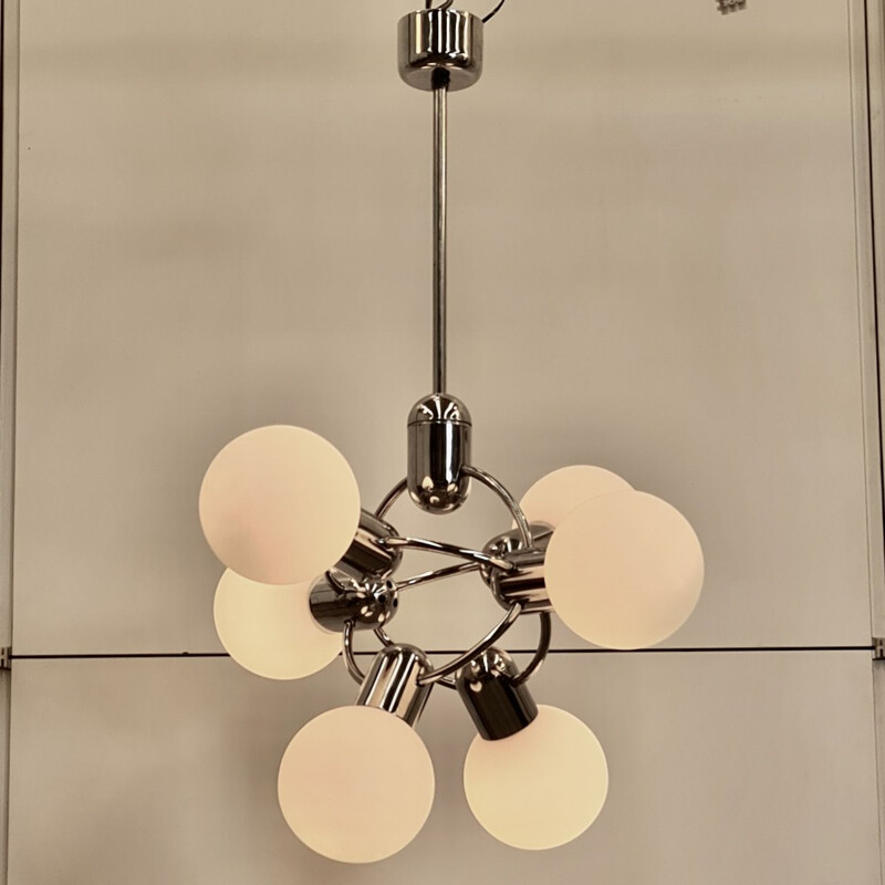 Vintage chrome chandelier 1960s