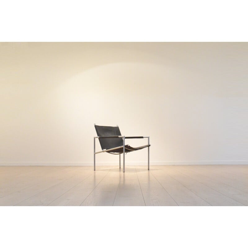 Fauteuil "SZ02"  T'Spectrum en cuir et chrome, Martin VISSER - 1960