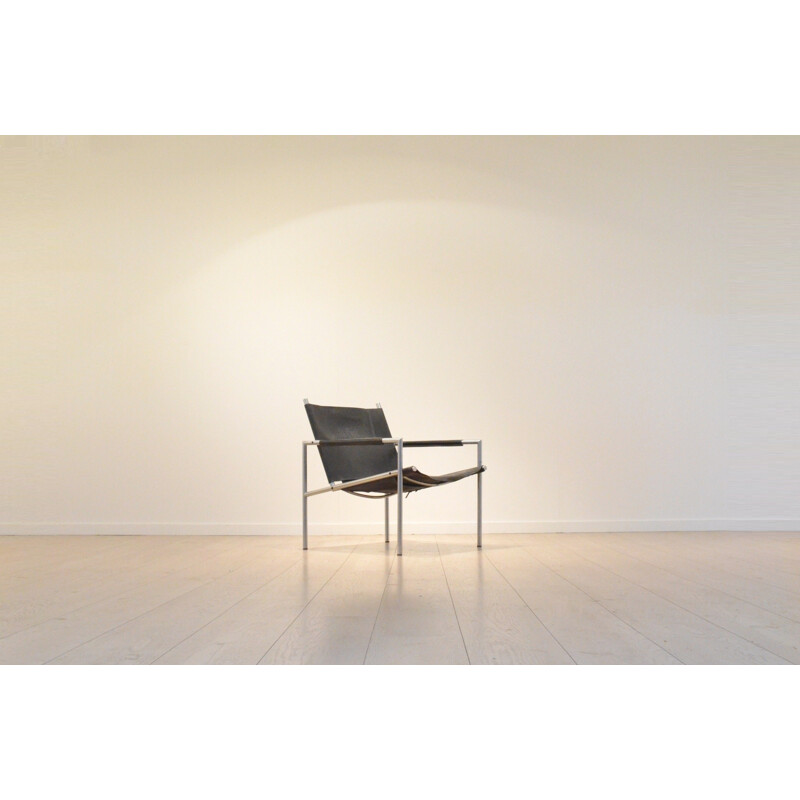 T'Spectrum armchair "SZ02" in leather and chromium, Martin VISSER - 1960s