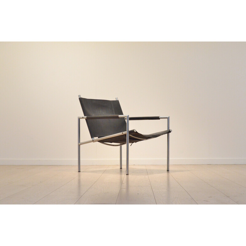 Fauteuil "SZ02"  T'Spectrum en cuir et chrome, Martin VISSER - 1960