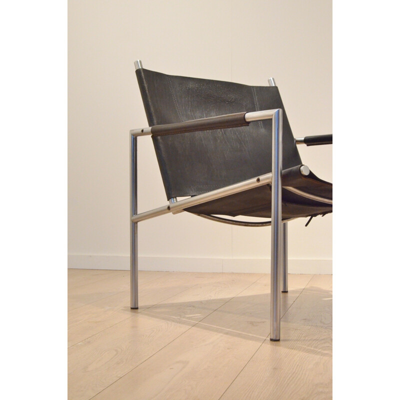 T'Spectrum armchair "SZ02" in leather and chromium, Martin VISSER - 1960s