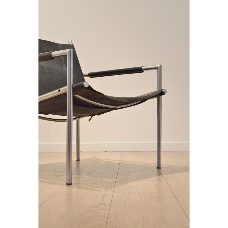 T'Spectrum armchair "SZ02" in leather and chromium, Martin VISSER - 1960s