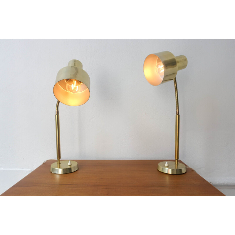 Paire de lampes de table vintage en laiton de Boréns 1960