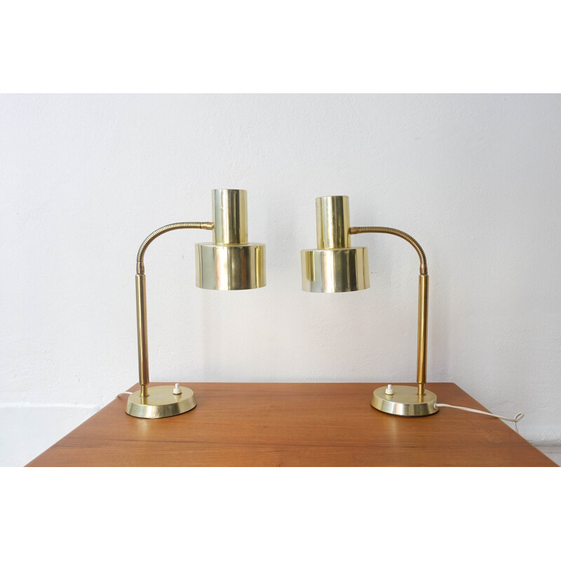 Pair of vintage brass table lamps by Boréns 1960