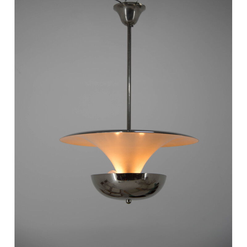 Vintage chrome pendant lamp, Bauhaus, by Franta Anyz 1940