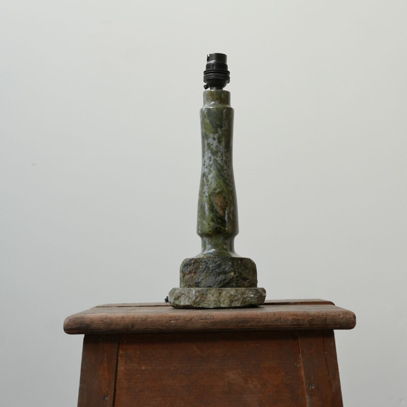 Vintage hand carved Cornish stone table lamp, England