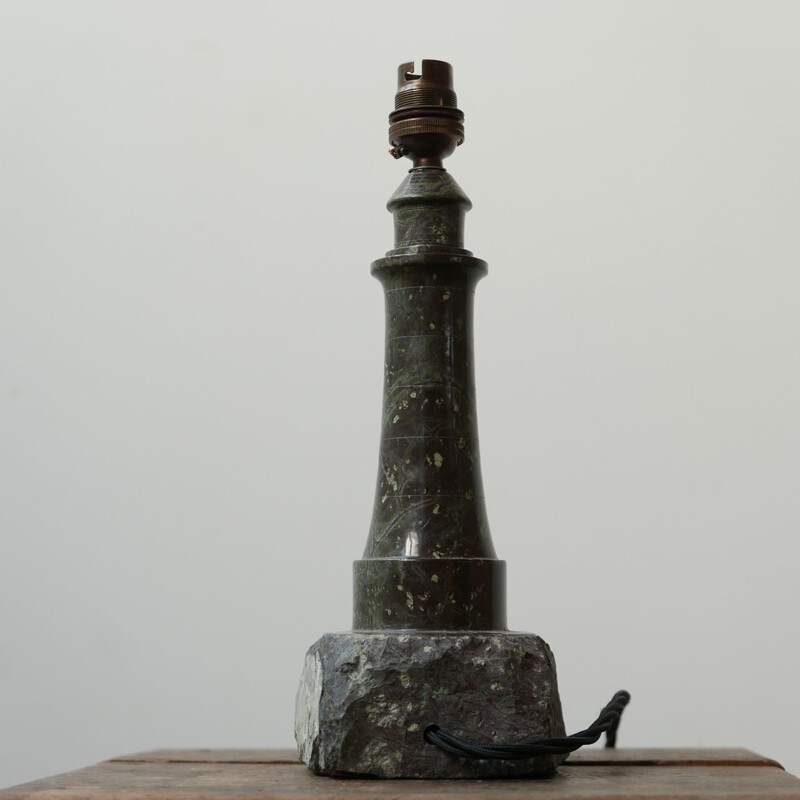 Vintage Cornish marble stone table lamp