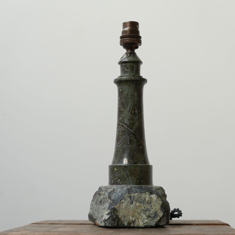 Vintage Cornish marble stone table lamp