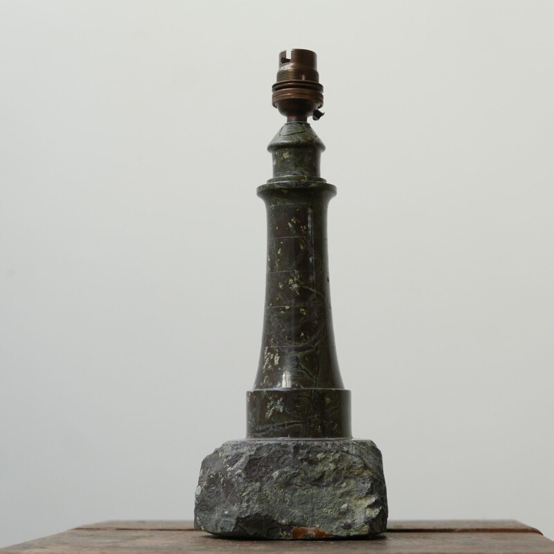 Vintage Cornish marble stone table lamp
