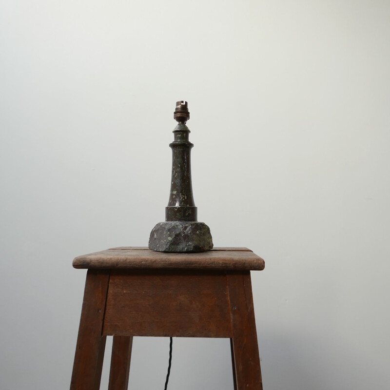 Vintage Cornish marble stone table lamp