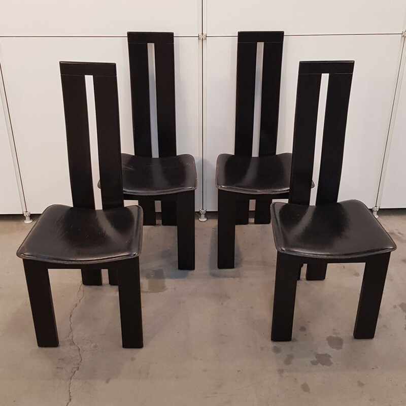Set of 4 vintage black chairs Italian