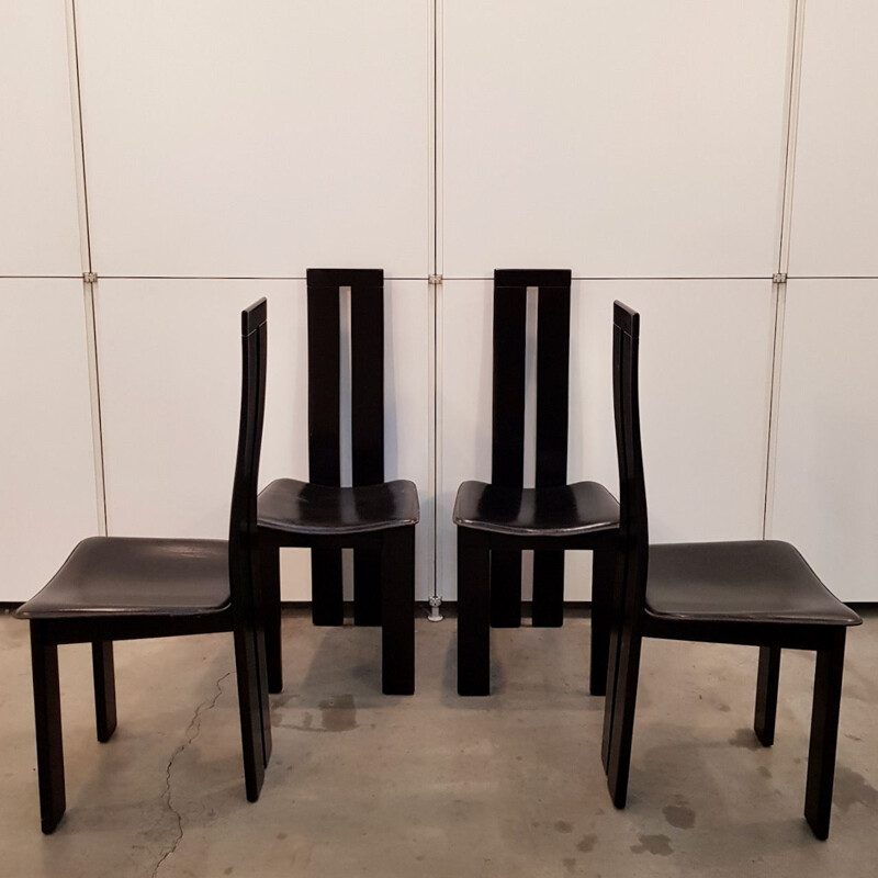Lot de 4 chaises vintage noires italiennes