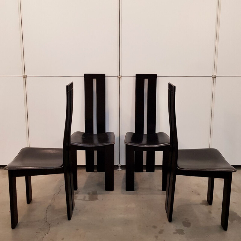 Set of 4 vintage black chairs Italian