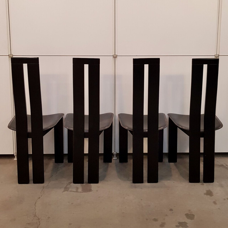 Set of 4 vintage black chairs Italian