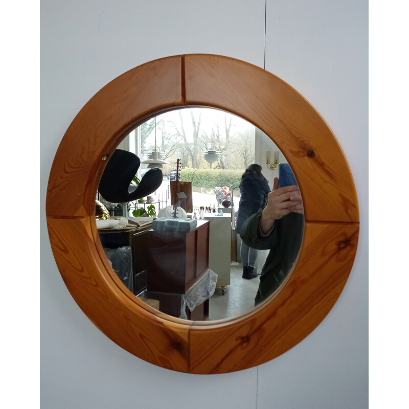 Miroir vintage en pin massif 1970