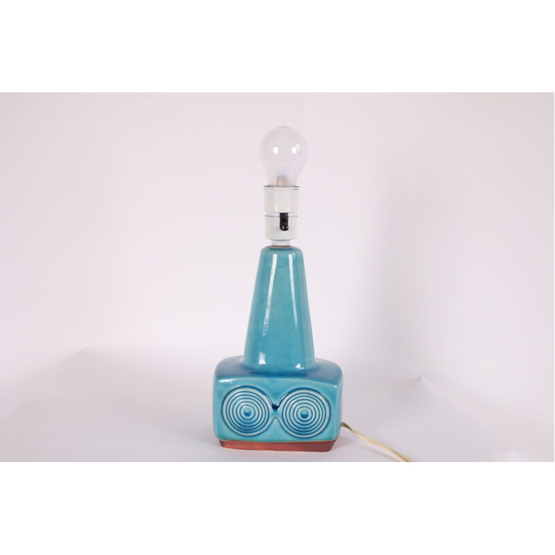 Pied de lampe vintage en céramique bleu clair Danemark