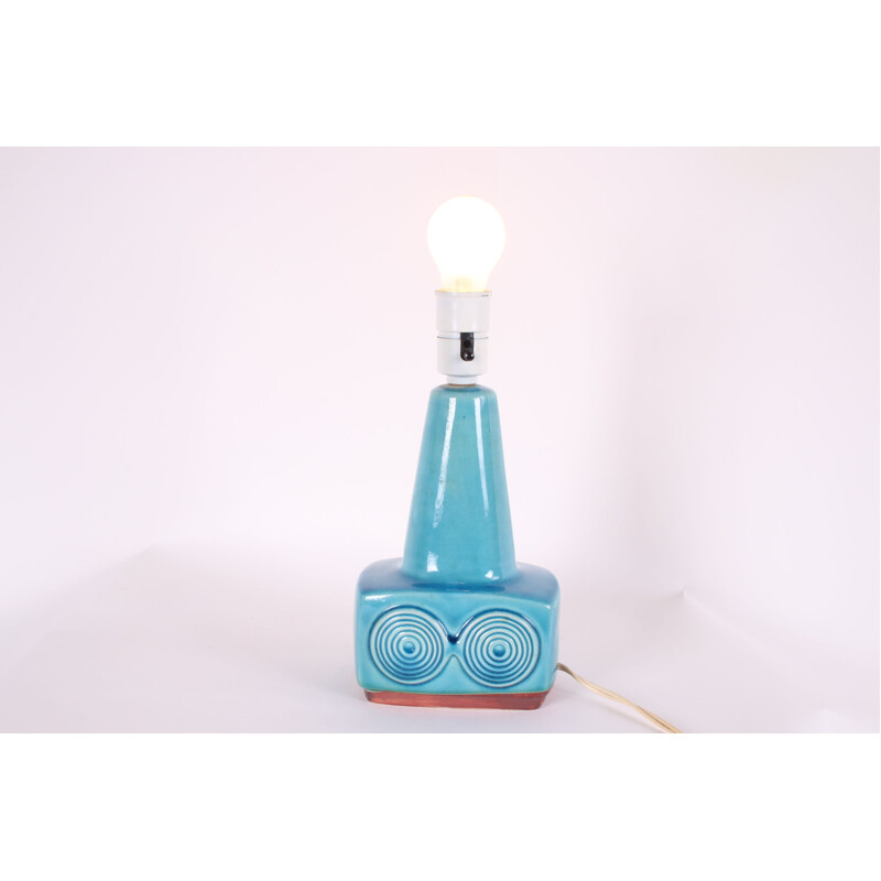 Pied de lampe vintage en céramique bleu clair Danemark