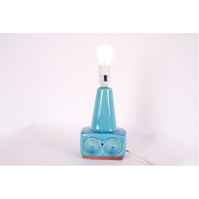 Vintage ceramic lamp base light blue Denmark