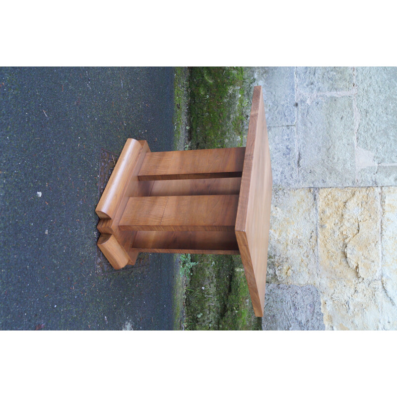 Vintage Art Deco wood side table, France 1930