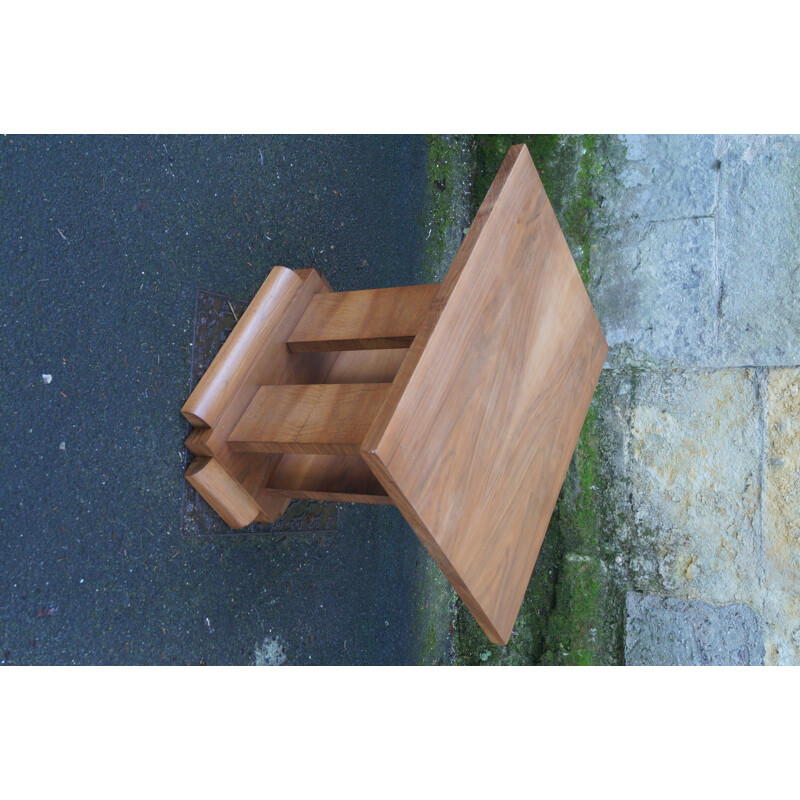 Vintage Art Deco wood side table, France 1930