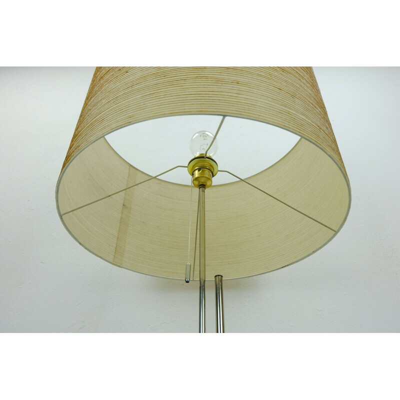Vintage floor lamp fiberglass shade chrome walnut 1960s