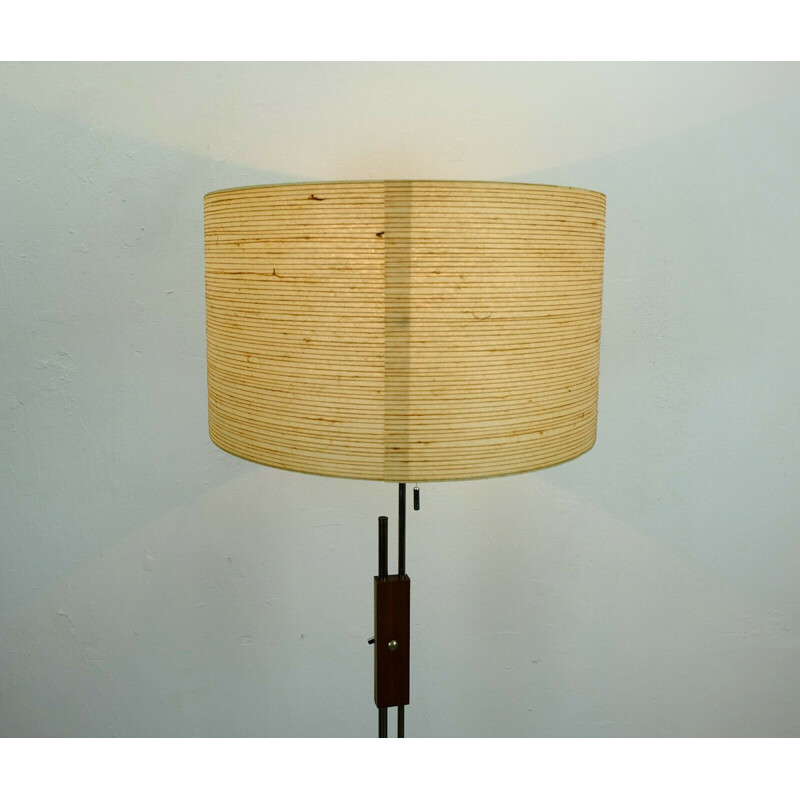 Lampadaire vintage abat-jour en fibre de verre chromé 1960