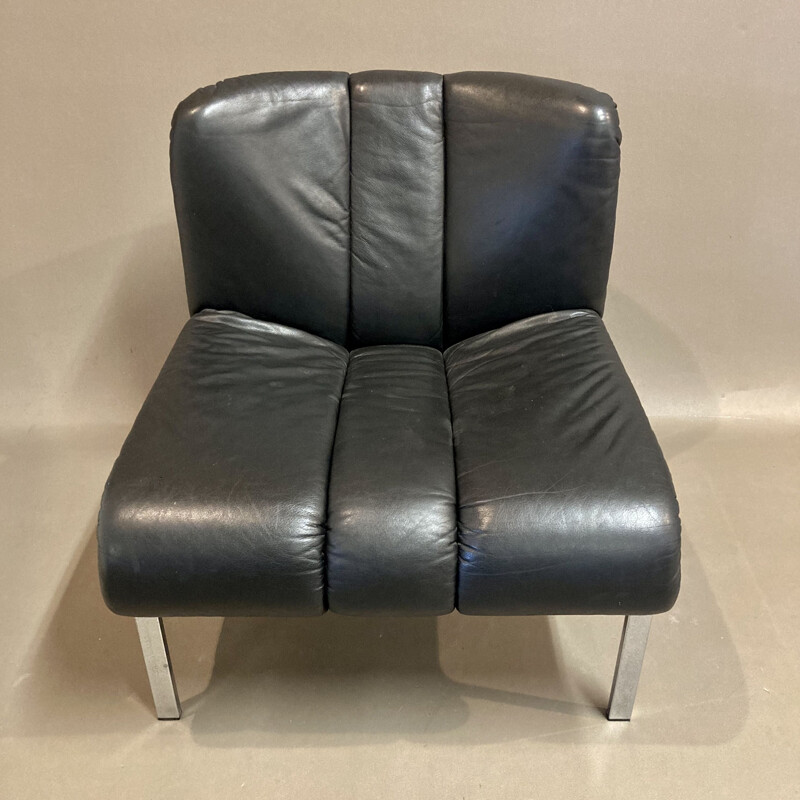 Fauteuil vintage en cuir  Eurochair pour Girsberger 1960