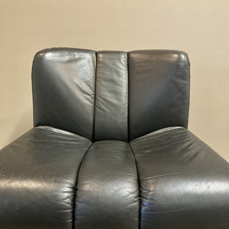 Vintage leather armchair Eurochair for Girsberger 1960