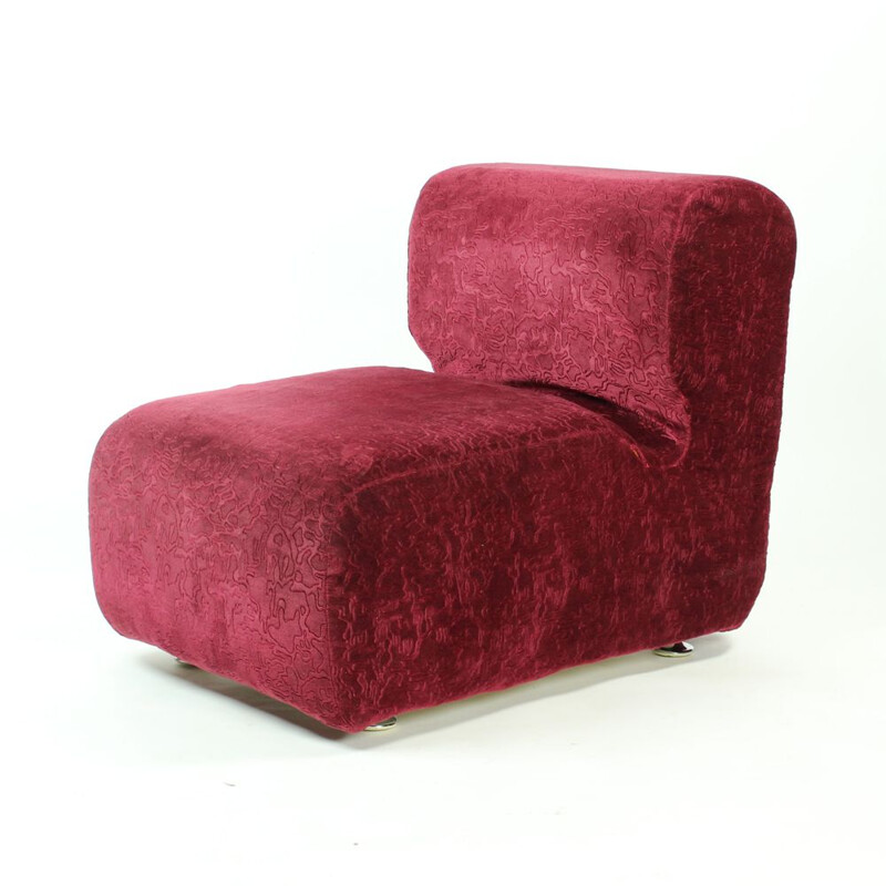 Sillón de terciopelo vintage de Ivan Matusik, Checoslovaquia 1970