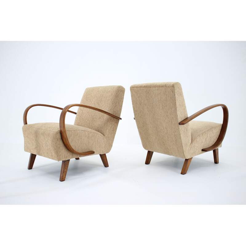 Pair of vintage Jindrich Halabala Armchairs Czechoslovakia 1950s