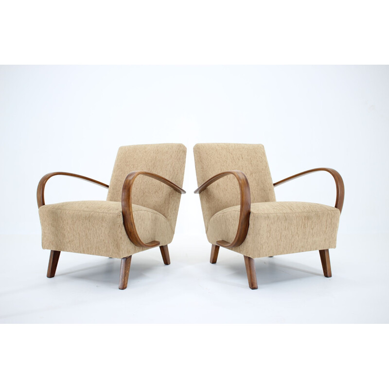 Pair of vintage Jindrich Halabala Armchairs Czechoslovakia 1950s