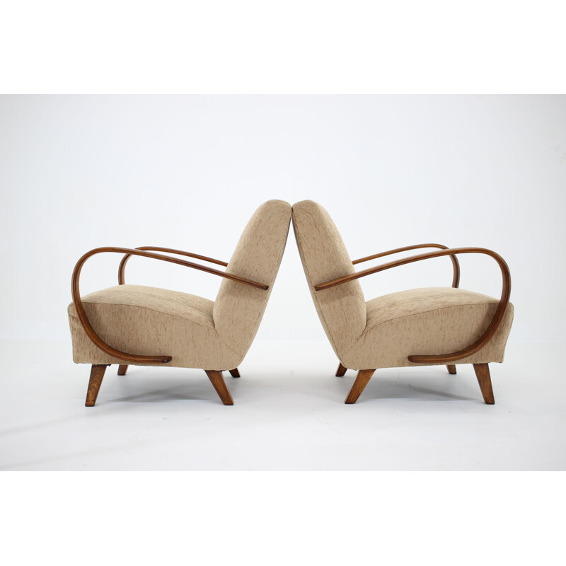 Pair of vintage Jindrich Halabala Armchairs Czechoslovakia 1950s