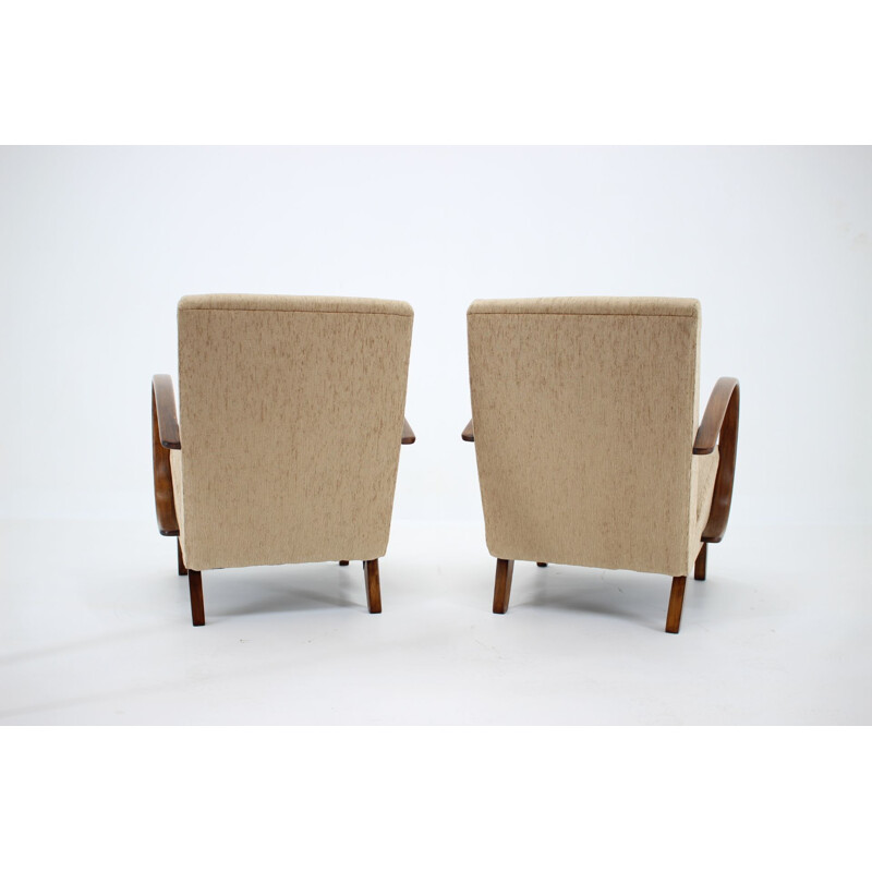 Pair of vintage Jindrich Halabala Armchairs Czechoslovakia 1950s