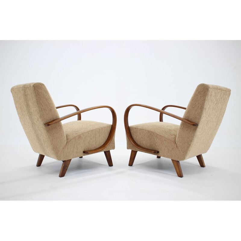 Pair of vintage Jindrich Halabala Armchairs Czechoslovakia 1950s