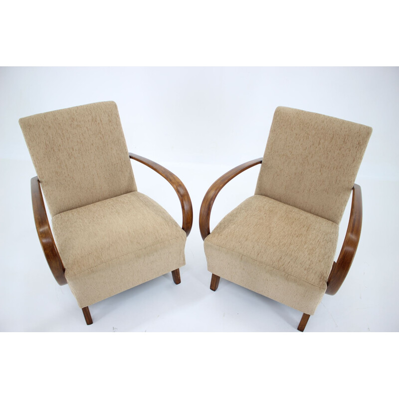 Pair of vintage Jindrich Halabala Armchairs Czechoslovakia 1950s