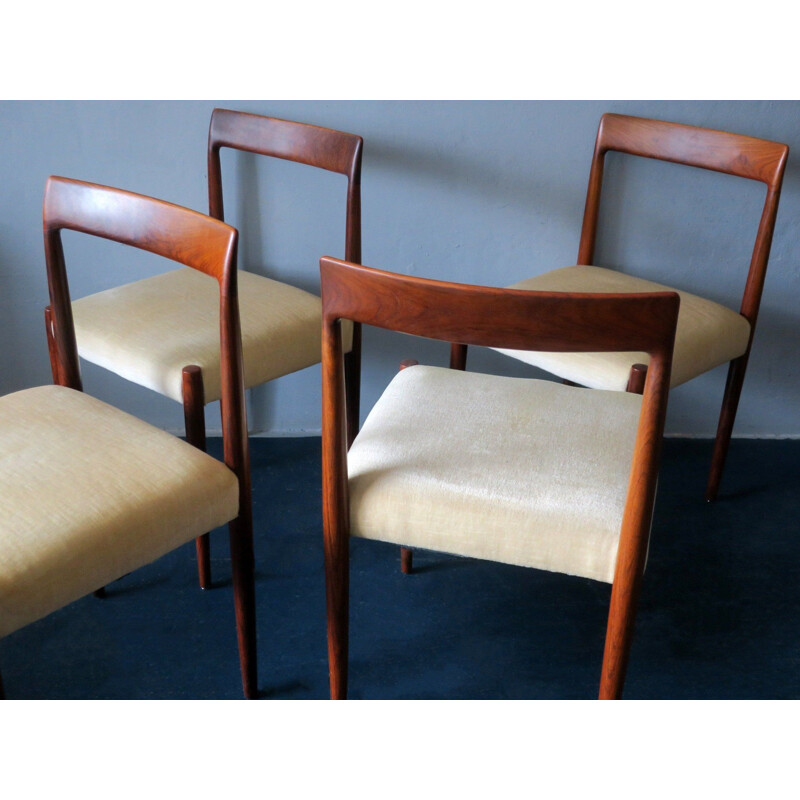 Set of 4 vintage mohair covered dining chairs 1960s