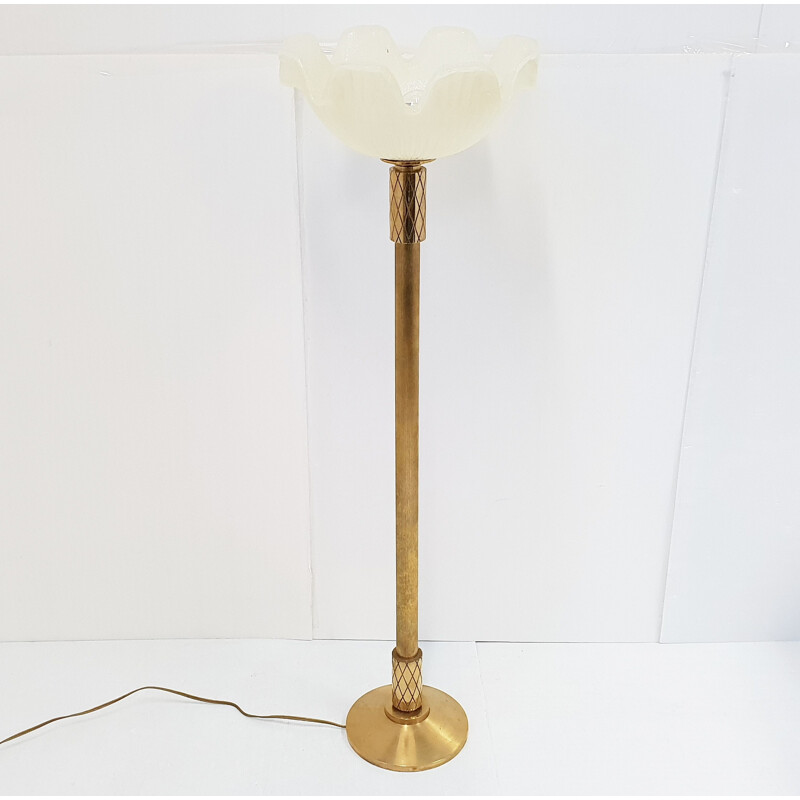 Vintage solid wood & Murano floor lamp Italian