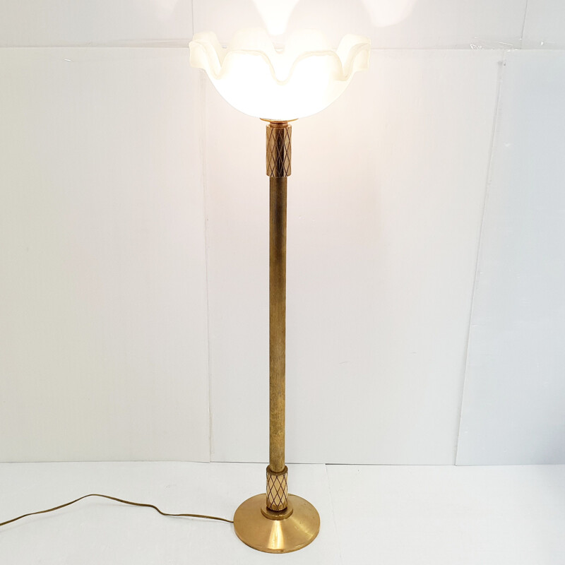 Vintage solid wood & Murano floor lamp Italian