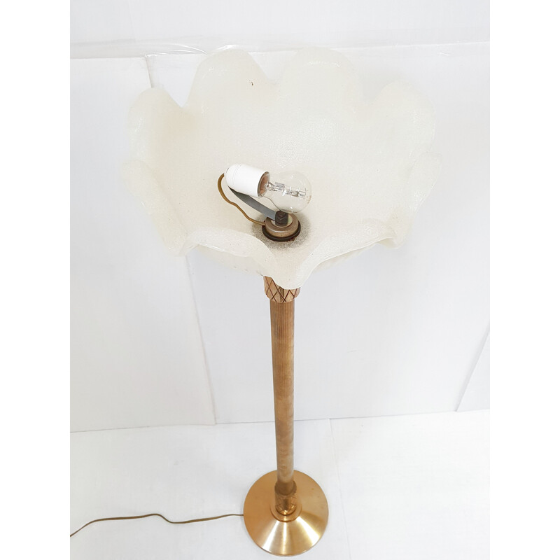 Vintage solid wood & Murano floor lamp Italian