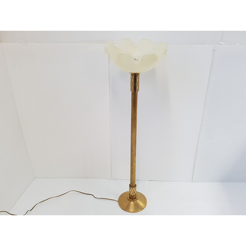 Vintage vloerlamp in massief hout