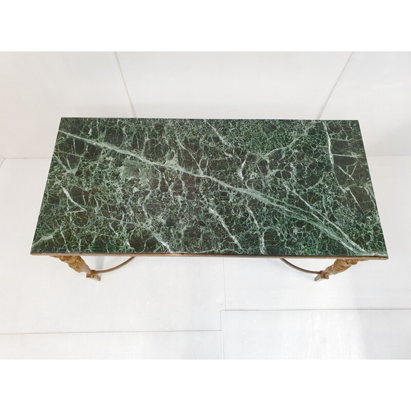 Vintage coffee table Jansen house in marble & solid brass