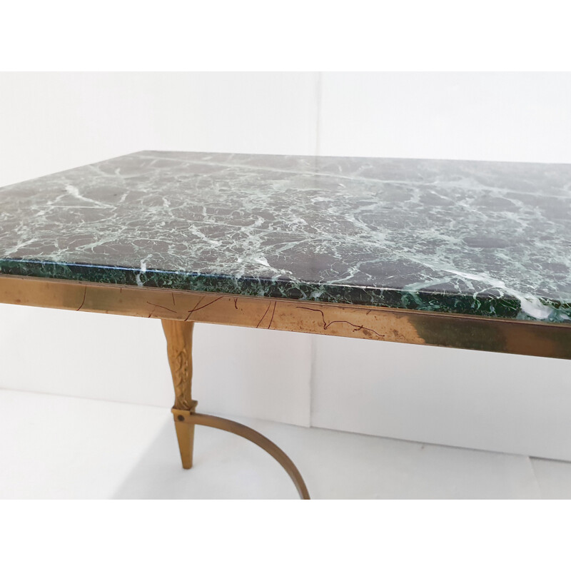 Vintage coffee table Jansen house in marble & solid brass